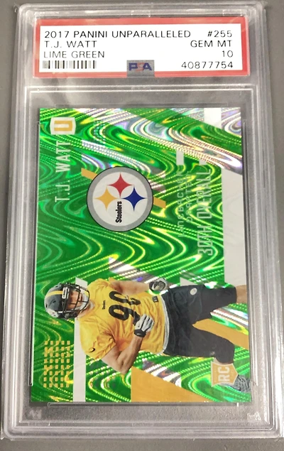 2017 Panini Unparalleled 255 T.j. Watt Lime Green PSA 10