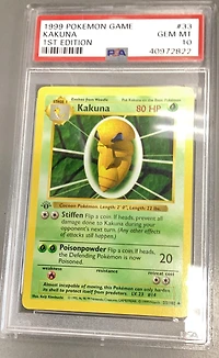 1999 Pokemon Game 33 Kakuna 1st Edition PSA