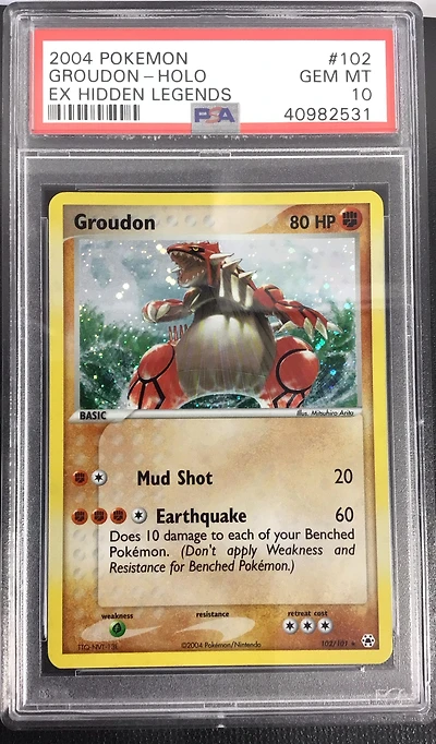 2004 Pokemon Ex Hidden Legends 102 Groudon-holo PSA