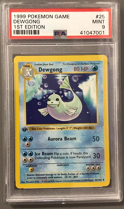 1999 Pokemon Game 25 Dewgong 1st Edition PSA