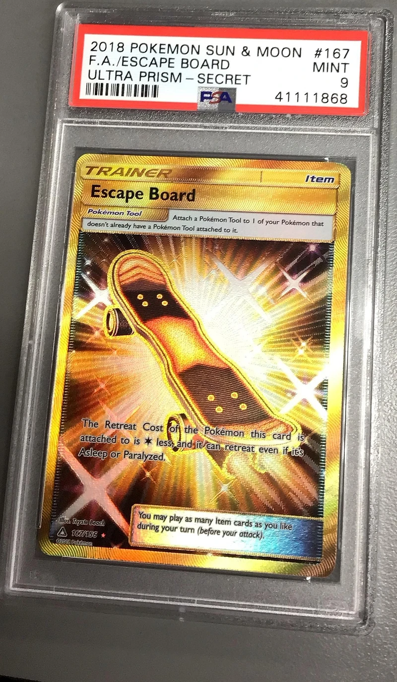 2018 Pokemon Sun & Moon Ultra Prism 167 Full Art/escape Board Secret PSA