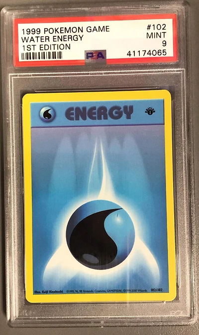1999 Pokemon Game 102 Water Energy 1st Edition PSA