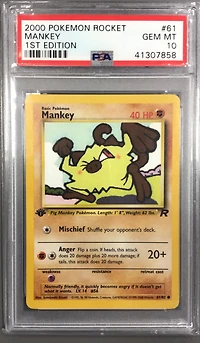 2000 Pokemon Rocket 61 Mankey 1st Edition PSA