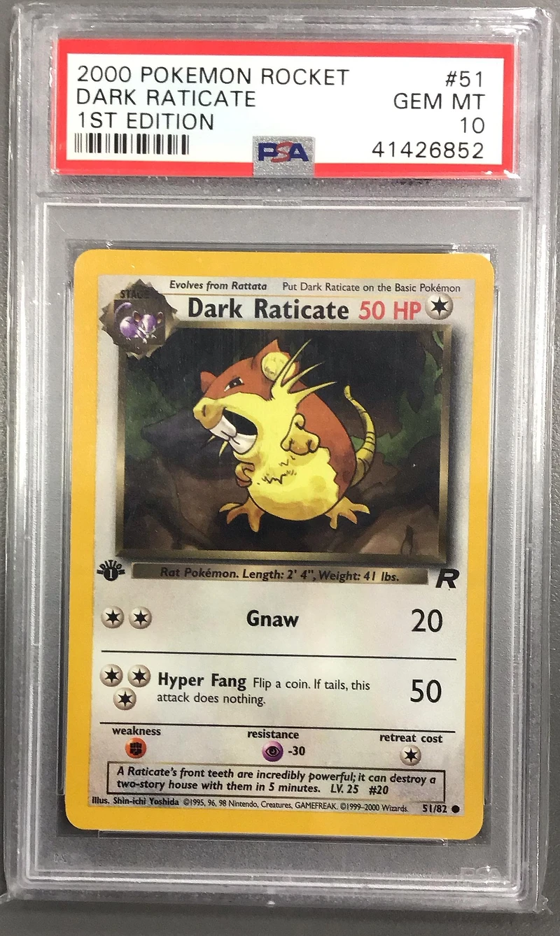 2000 Pokemon Rocket 51 Dark Raticate 1st Edition PSA