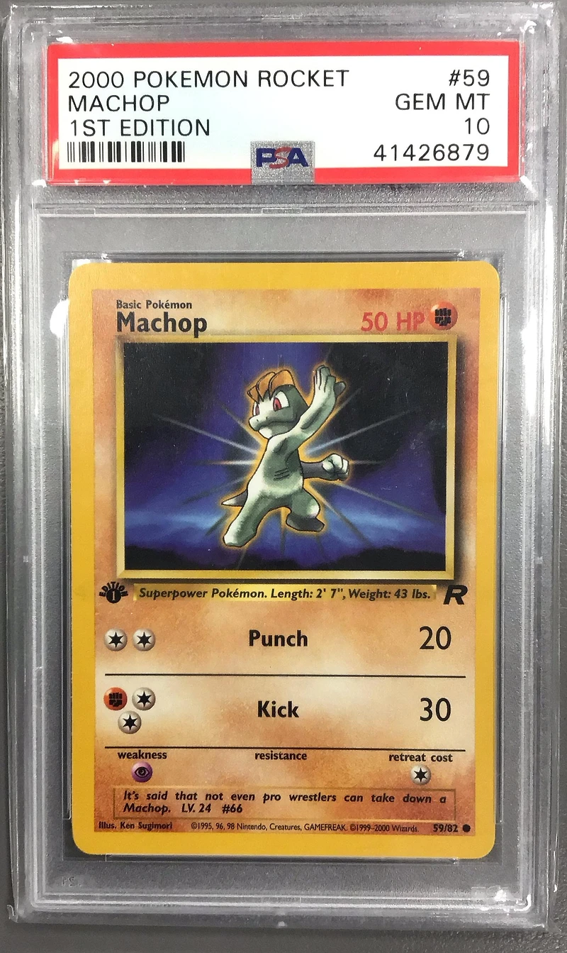 2000 Pokemon Rocket 59 Machop 1st Edition PSA