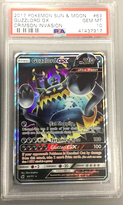 2017 Pokemon Sun & Moon Crimson Invasion 63 Guzzlord Gx PSA