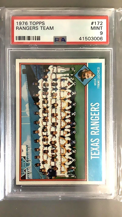 1976 Topps 172 Rangers Team PSA 9