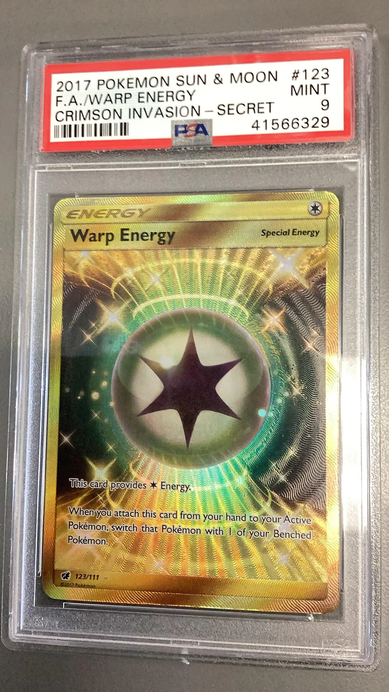 2017 Pokemon Sun & Moon Crimson Invasion 123 Full Art/warp Energy Secret PSA 9