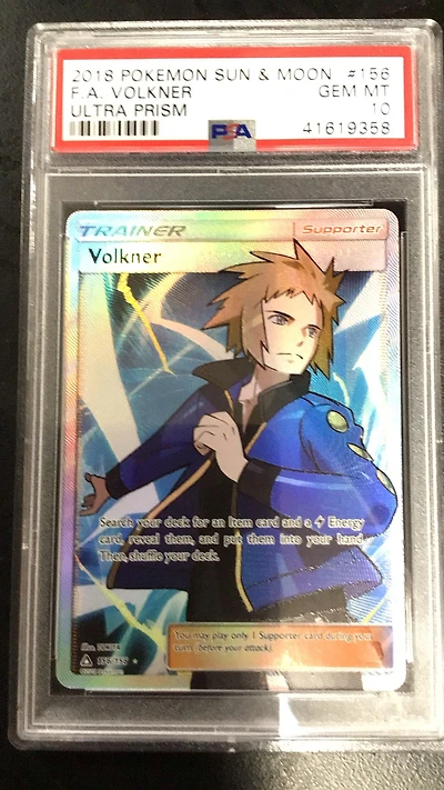 2018 Pokemon Sun & Moon Ultra Prism 156 Full Art/volkner PSA