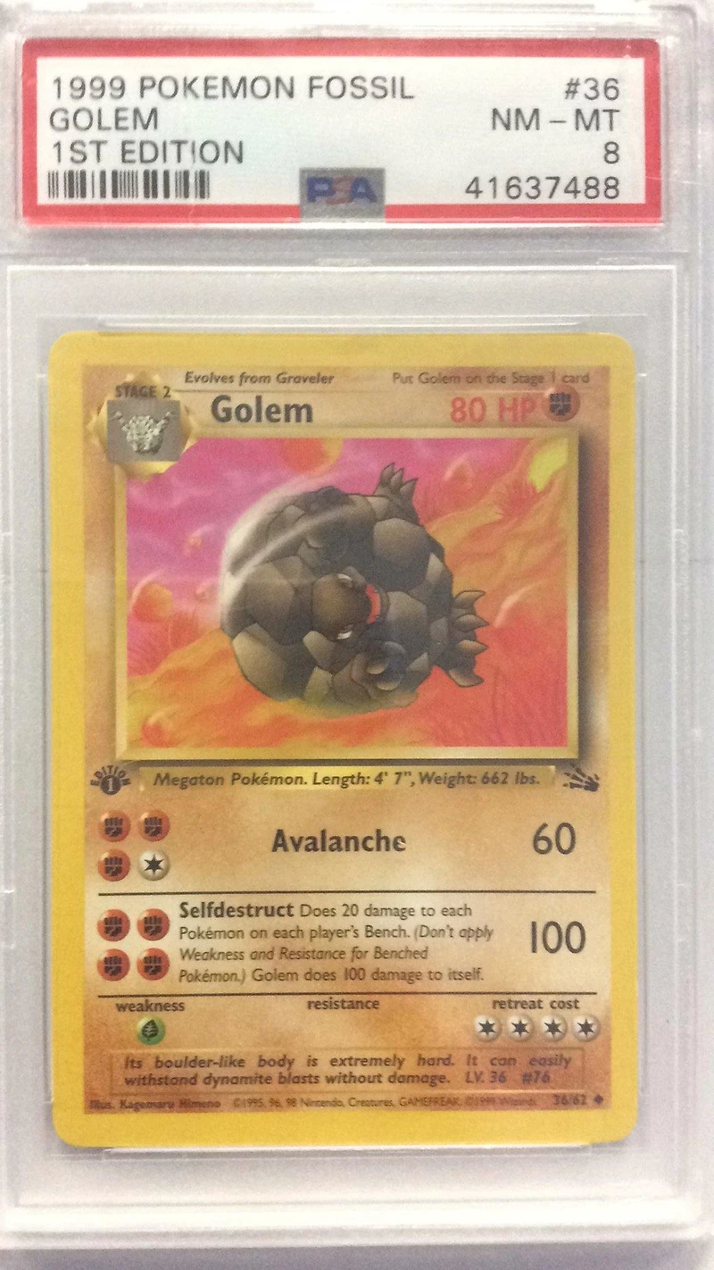 1999 Pokemon Fossil 36 Golem PSA