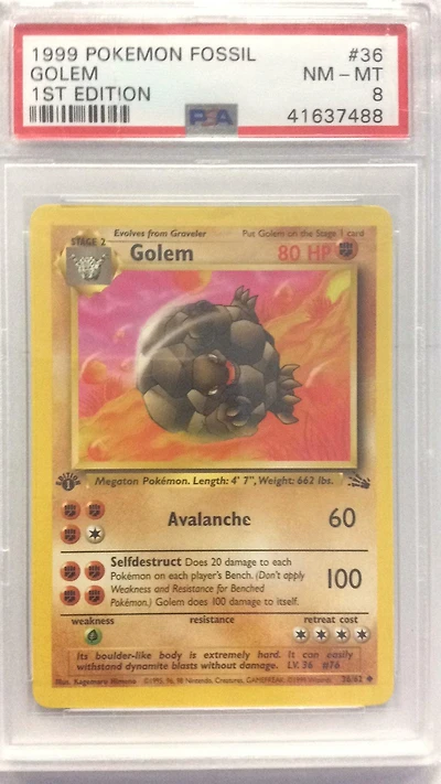 1999 Pokemon Fossil 36 Golem PSA