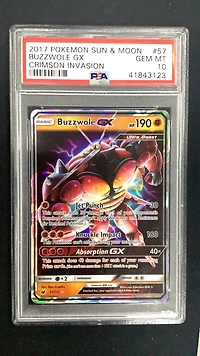 2017 Pokemon Sun & Moon Crimson Invasion 57 Buzzwole Gx PSA 10
