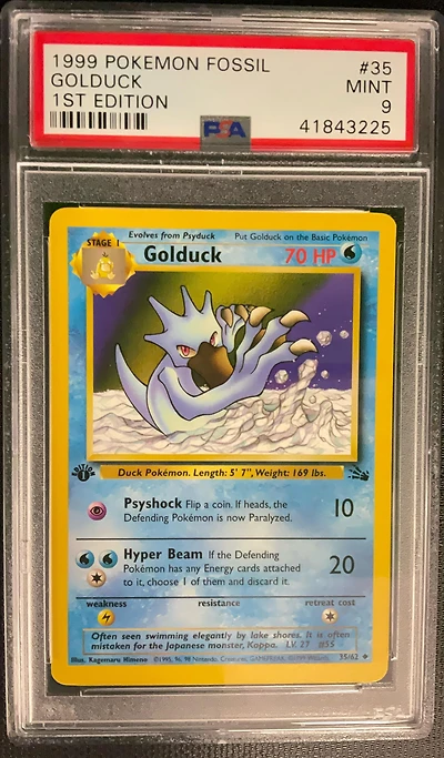 1999 Pokemon Fossil 35 Golduck 1st Edition PSA