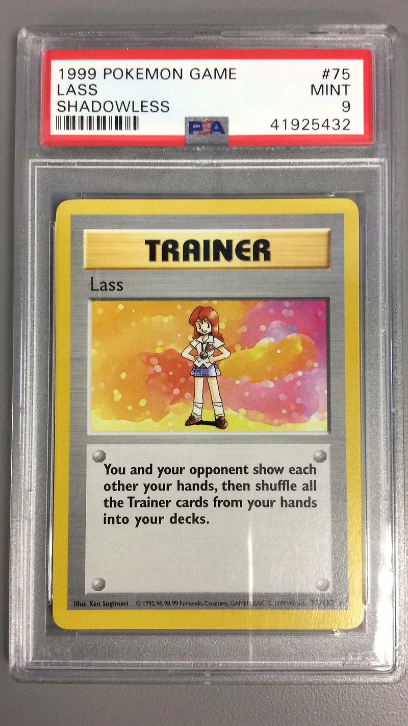 1999 Pokemon Game 75 Lass Shadowless PSA 9