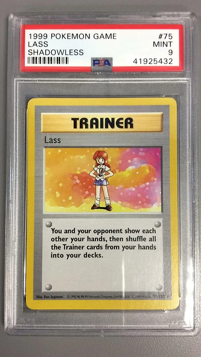 1999 Pokemon Game 75 Lass Shadowless PSA 9