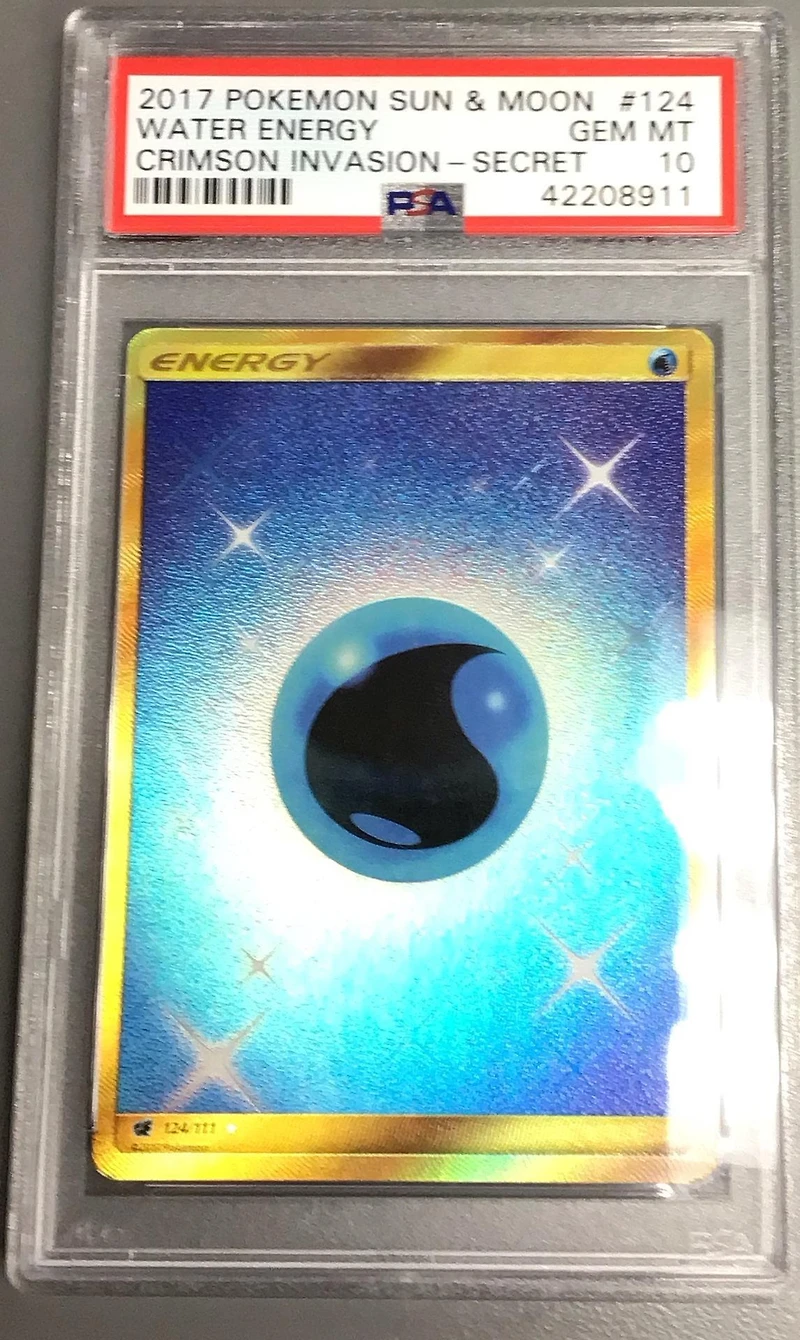 2017 Pokemon Sun & Moon Crimson Invasion 124 Water Energy Secret PSA
