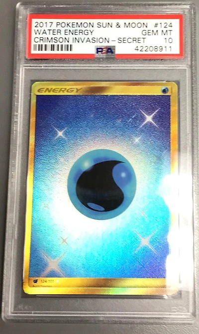 2017 Pokemon Sun & Moon Crimson Invasion 124 Water Energy Secret PSA