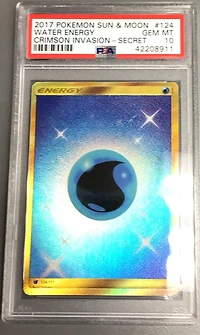 2017 Pokemon Sun & Moon Crimson Invasion 124 Water Energy Secret PSA