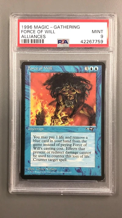 1996 Magic The Gathering Alliances Force Of Will PSA 9