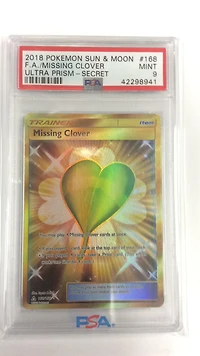 2018 Pokemon Sun & Moon Ultra Prism 168 Full Art/missing Clover Secret PSA 9