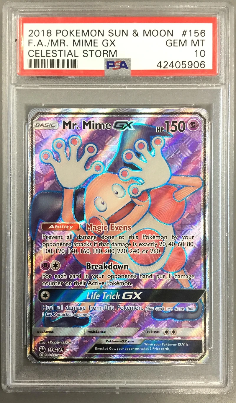 2018 Pokemon Sun & Moon Celestial Storm 156 Full Art/mr. Mime Gx PSA