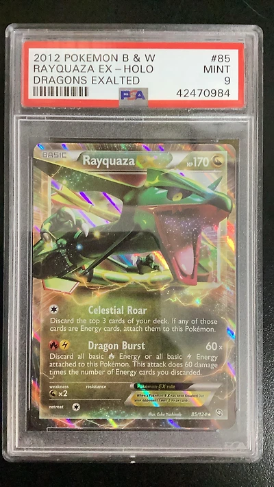 2012 Pokemon Black & White Dragons Exalted 85 Rayquaza Ex PSA