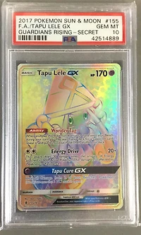 2017 Pokemon Sun & Moon Guardians Rising 155 Full Art/tapu Lele Gx Secret PSA 10