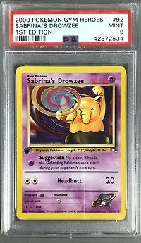 2000 Pokemon Gym Heroes 92 Sabrina's Drowzee 1st Edition PSA
