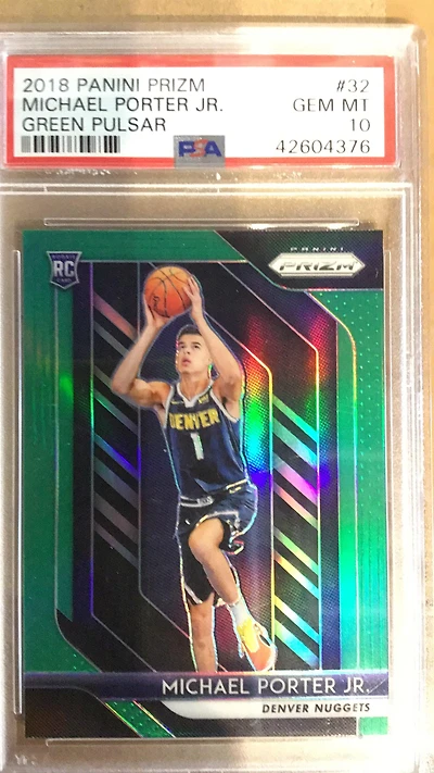 2018 Panini Prizm 32 Michael Porter Jr. Green Pulsar PSA 10