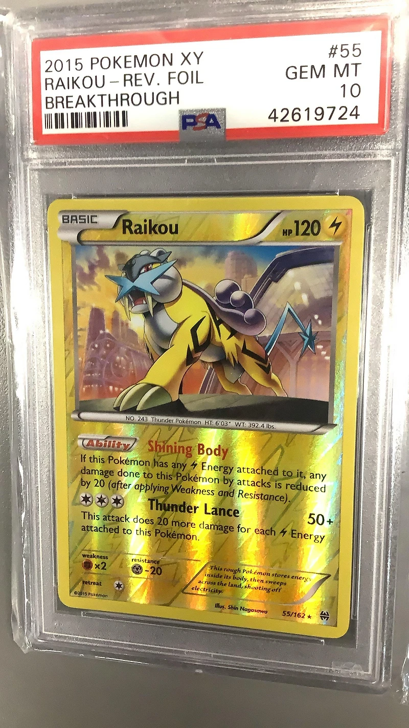 2015 Pokemon Xy Breakthrough 55 Raikou-reverse Foil PSA 10