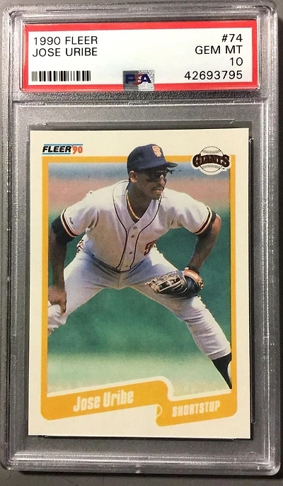 1990 Fleer 74 Jose Uribe PSA 10