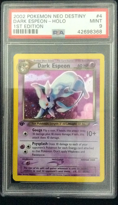 2002 Pokemon Neo Destiny 4 Dark Espeon-holo 1st Edition PSA 9