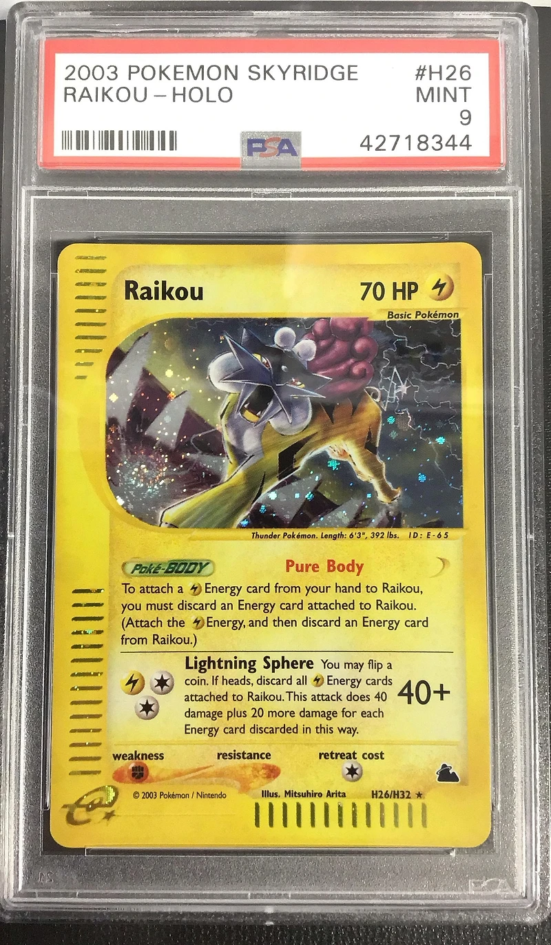 2003 Pokemon Skyridge H26 Raikou-holo PSA