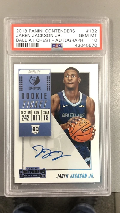 2018 Panini Contenders 132 Jaren Jackson Jr. Variation-autograph PSA 10