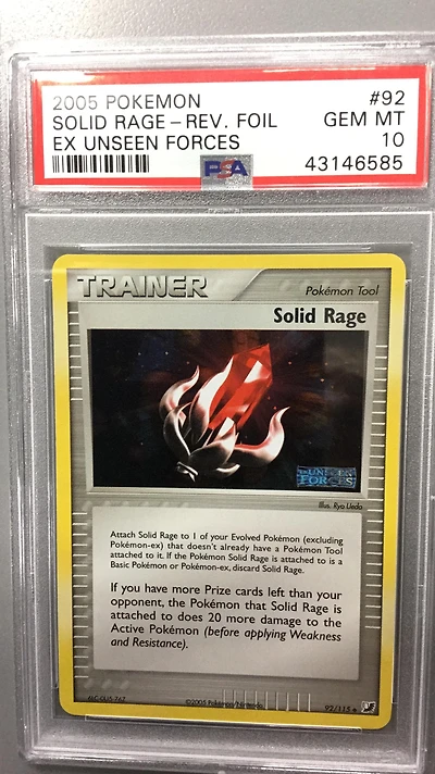 2005 Pokemon Ex Unseen Forces 92 Solid Rage-reverse Foil PSA