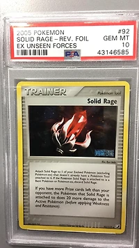 2005 Pokemon Ex Unseen Forces 92 Solid Rage-reverse Foil PSA