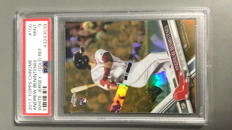 2017 Topps Chrome 100 Andrew Benintendi White Jersey-gold Refractor PSA 9