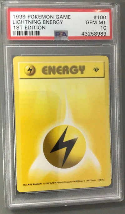 1999 Pokemon Game 100 Lightning Energy 1st Edition PSA