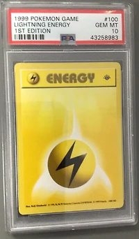1999 Pokemon Game 100 Lightning Energy 1st Edition PSA
