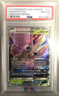 2019 Pokemon Sun & Moon Unbroken Bonds 12 Venomoth Gx PSA 10