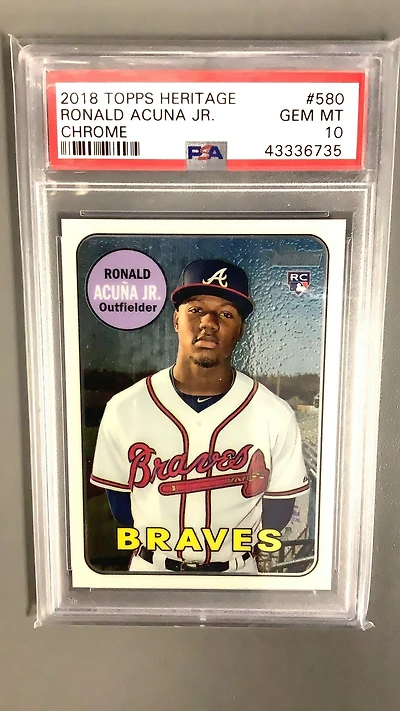 2018 Topps Heritage 580 Ronald Acuna Jr. Chrome PSA 10