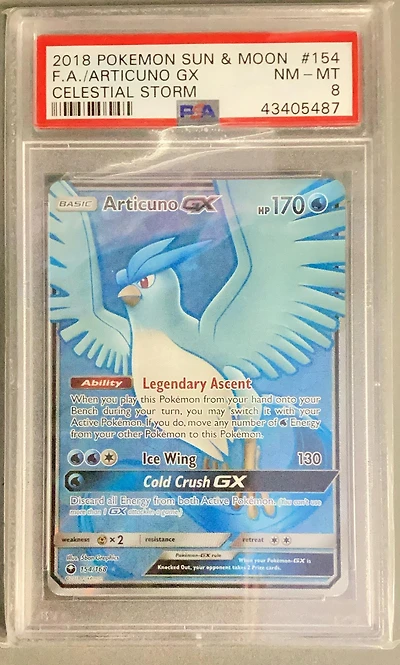 2018 Pokemon Sun & Moon Celestial Storm 154 Full Art/articuno Gx PSA