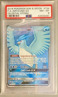 2018 Pokemon Sun & Moon Celestial Storm 154 Full Art/articuno Gx PSA
