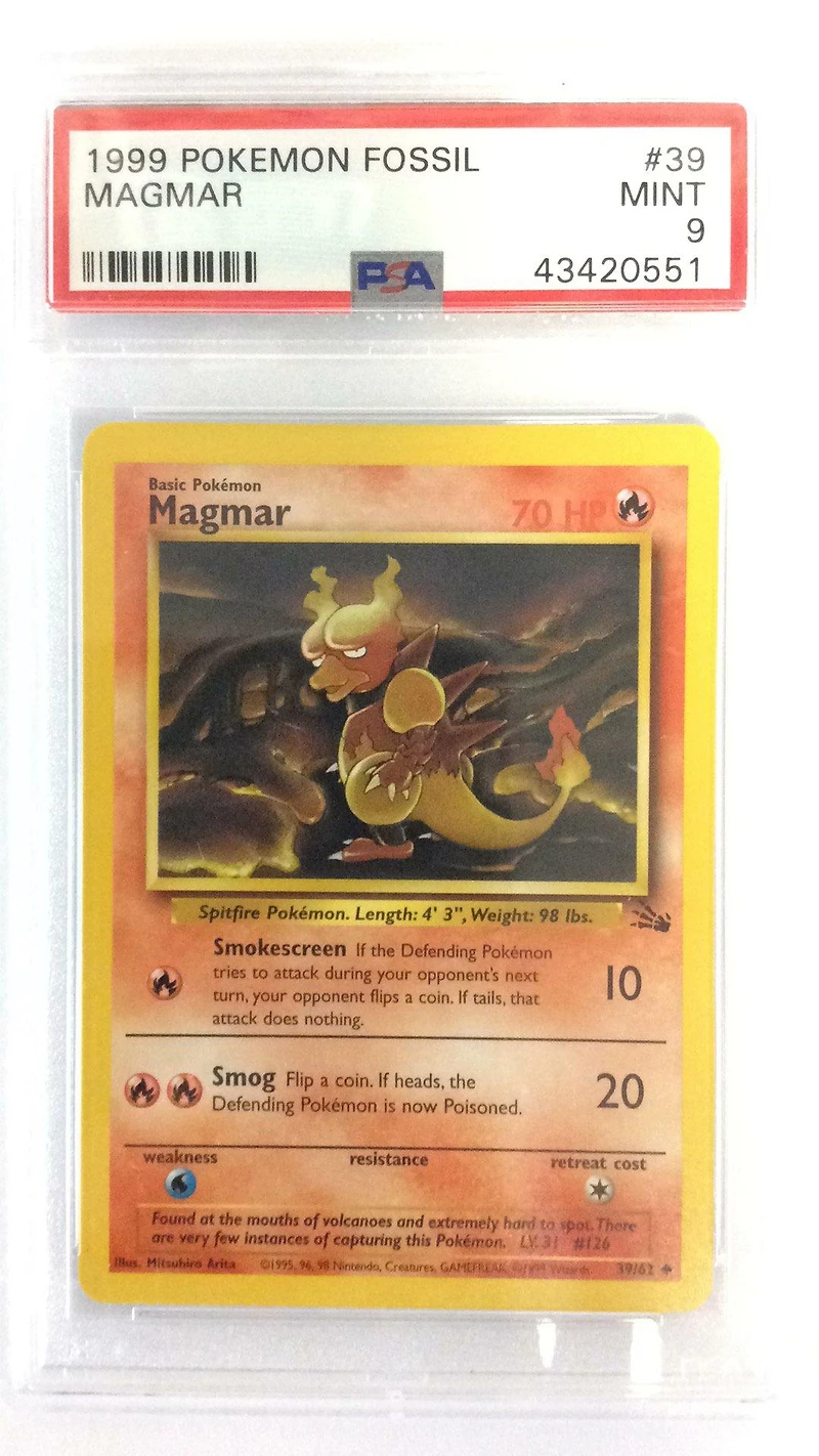 1999 Pokemon Fossil 39 Magmar PSA 9