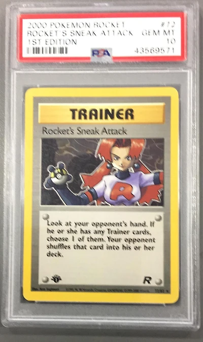 2000 Pokemon Rocket 72 Rocket's Sneak Attack 1st Edition PSA