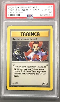 2000 Pokemon Rocket 72 Rocket's Sneak Attack 1st Edition PSA