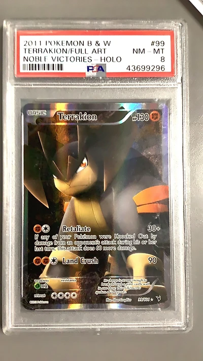 2011 Pokemon Black & White Noble Victories 99 Full Art/terrakion PSA 8