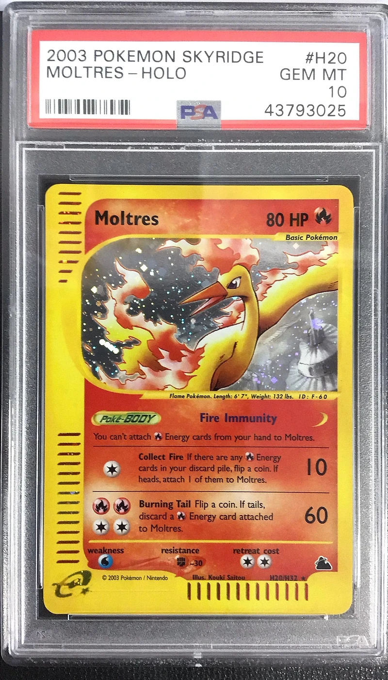 2003 Pokemon Skyridge H20 Moltres-holo PSA 10