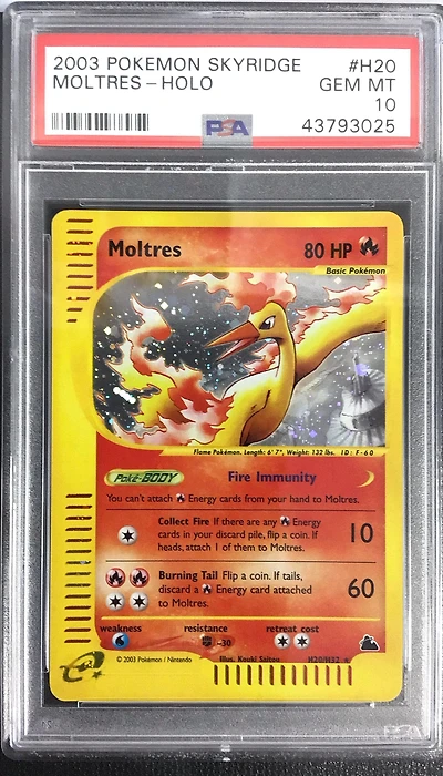2003 Pokemon Skyridge H20 Moltres-holo PSA 10