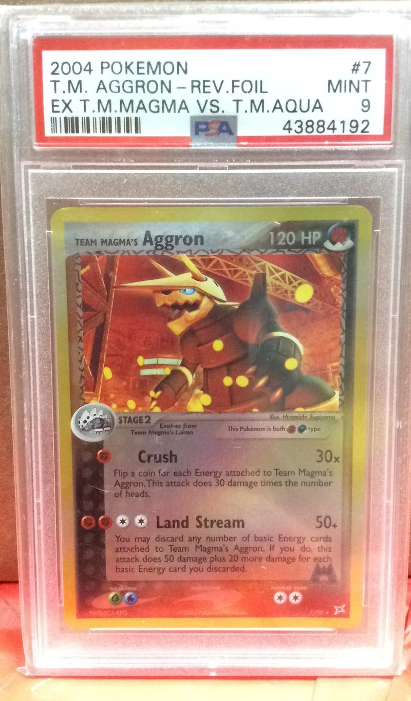 2004 Pokemon Ex Team Magma Vs Team Aqua 7 Team Magma's Aggron-reverse Foil PSA 9